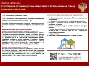 Памятка для населения по проведению дезинфекционных мероприятий в послепаводковый период. Дезинфекция территорий.